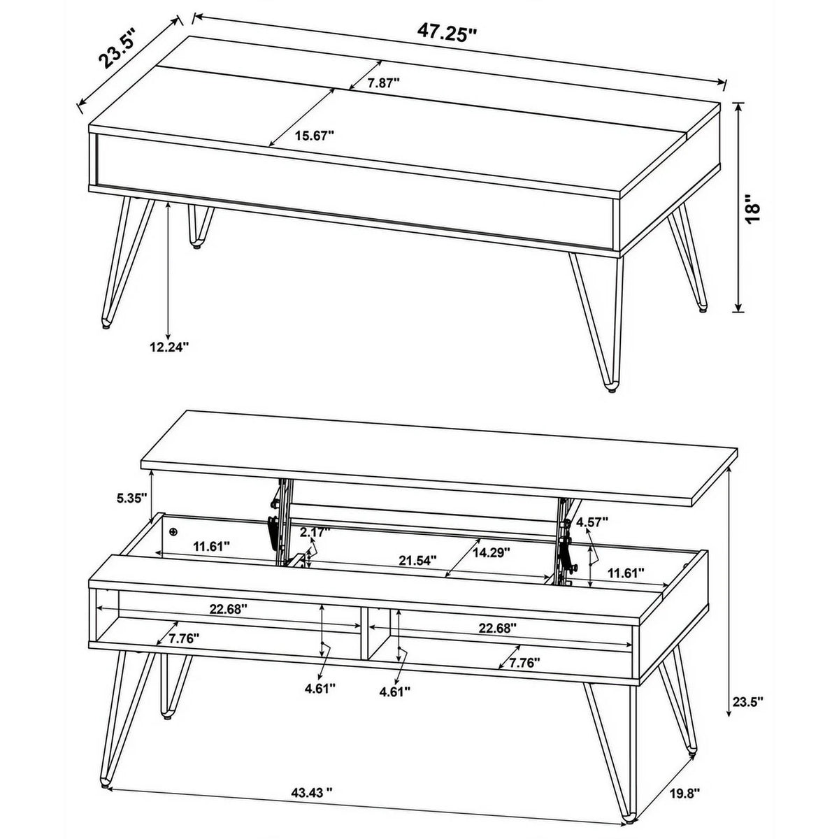 Wood Lift Top Storage Coffee Table B1519