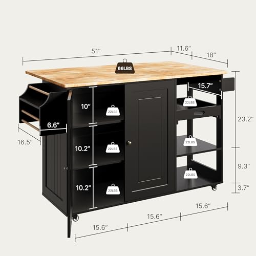 White Rolling Kitchen Island with Drop Leaf L6466