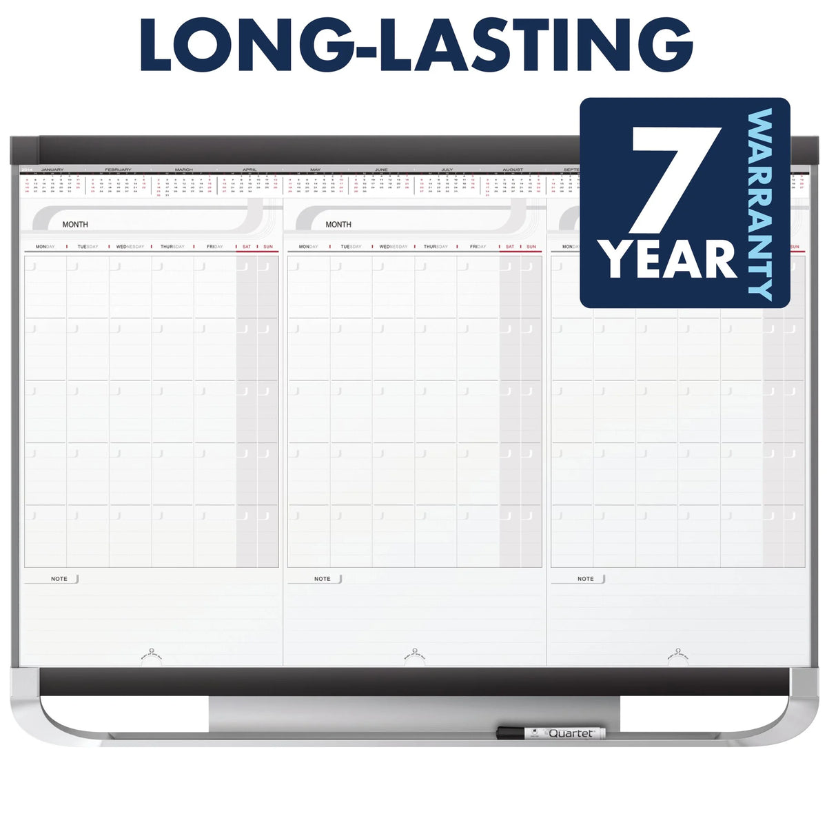 2 Sliding Three Month Calendar Board, 3' x 2', Total Erase Surface F1350