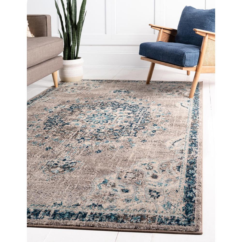 Gray Beige Medallion Rug 3' 3" x 5' 3" O76227