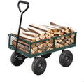 Green Foldable Heavy-Duty Steel Utility Wagon Cart, 550 Pound Capacity K443
