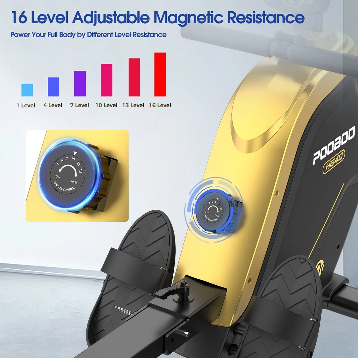 Foldable Magnetic Rowing Machine with 16 Level Resistance N407