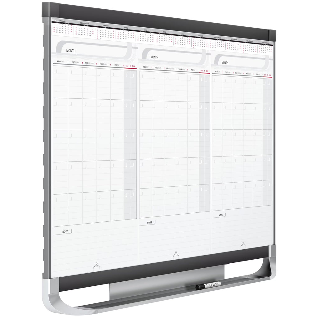 2 Sliding Three Month Calendar Board, 3' x 2', Total Erase Surface F1350