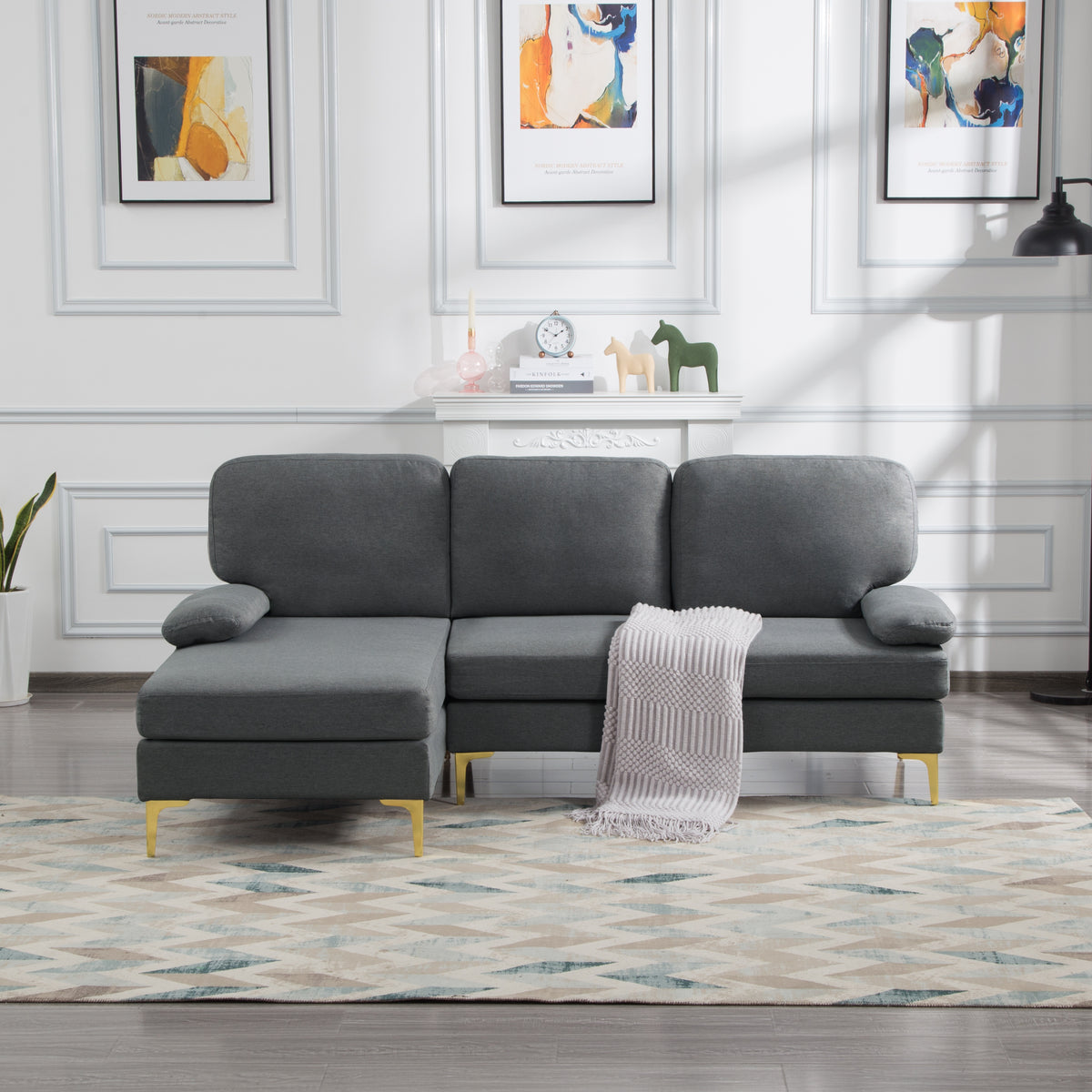 Dark Gray Left Hand Facing Sofa & Chaise C934414