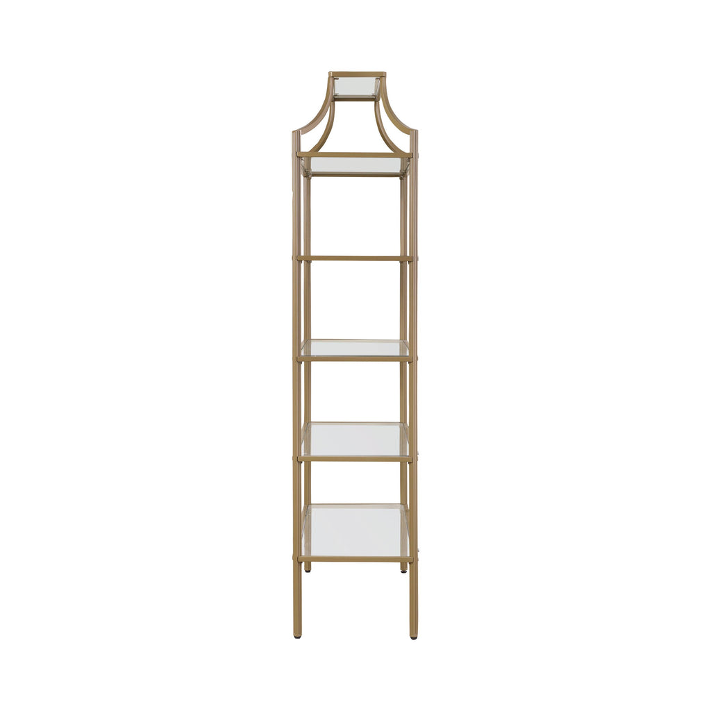 Matte Gold 5-Tier Tempered Glass Shelves Bookcase I818