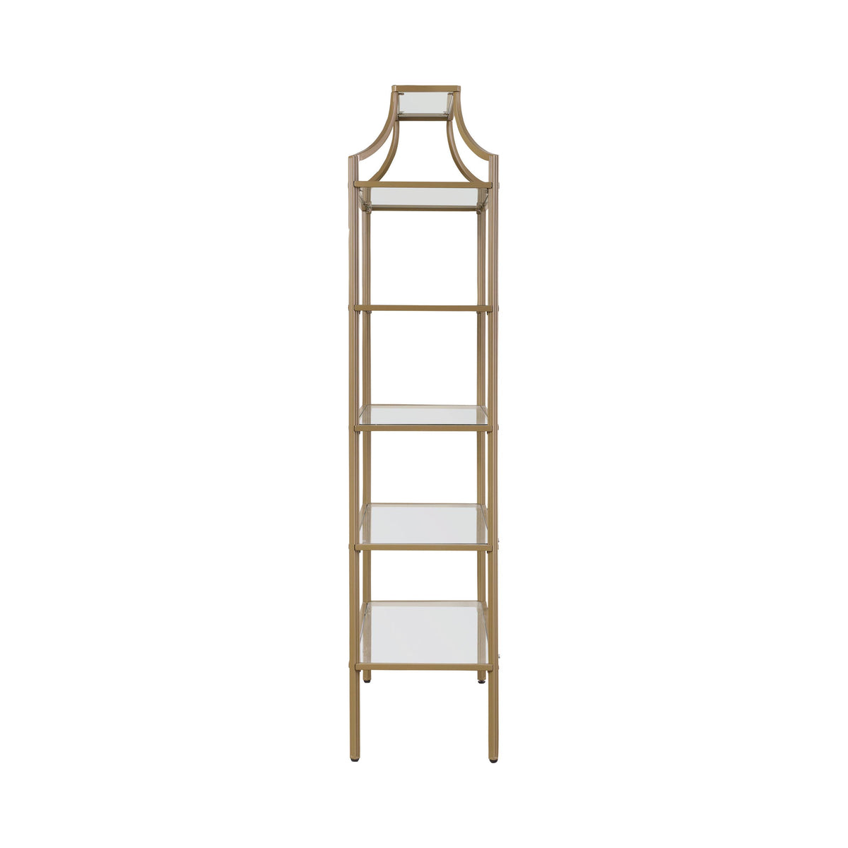 Matte Gold 5-Tier Tempered Glass Shelves Bookcase I818