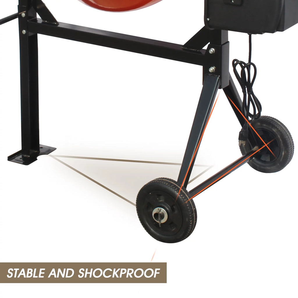 Electric Concrete Mixer 4/5 HP 5 Cu Ft Portable with Wheel and Stand Q834