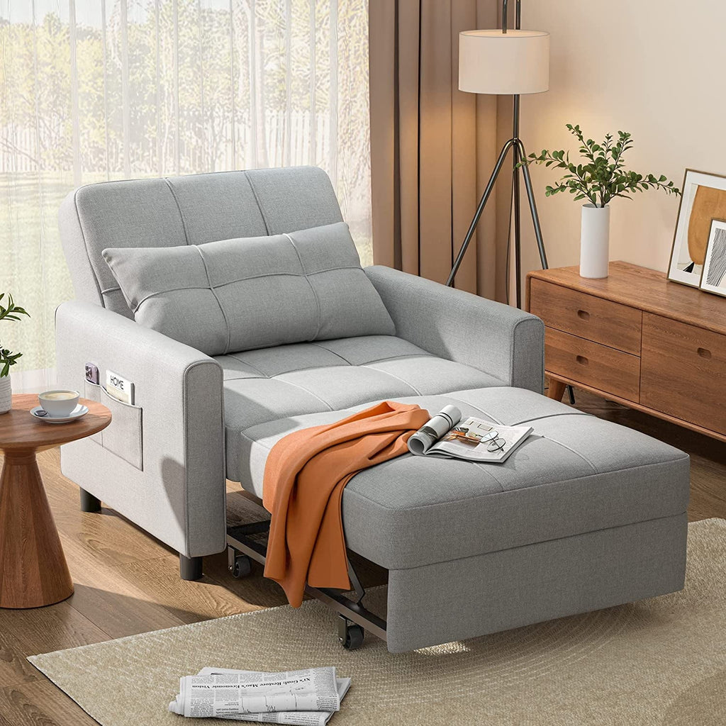 Light Gray Convertible Sofa Bed S7557