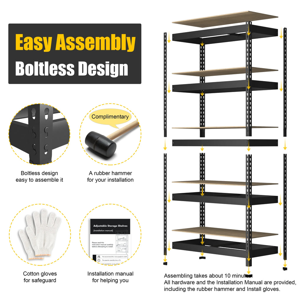 5 Tier Adjustable Metal Storage Shelves, 3 Pack P44977