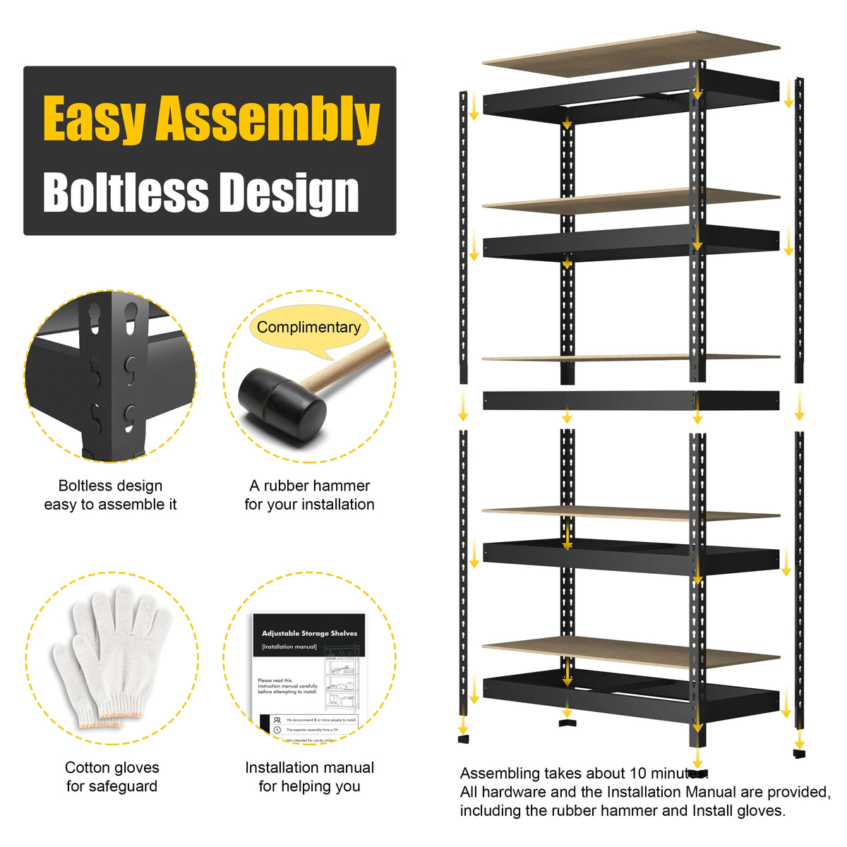 5 Tier Adjustable Metal Storage Shelves, 3 Pack P44977
