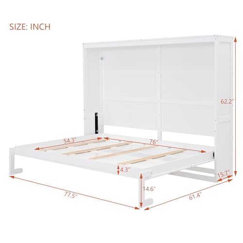 White Full Size Murphy Bed with Storage Cabinets R20491