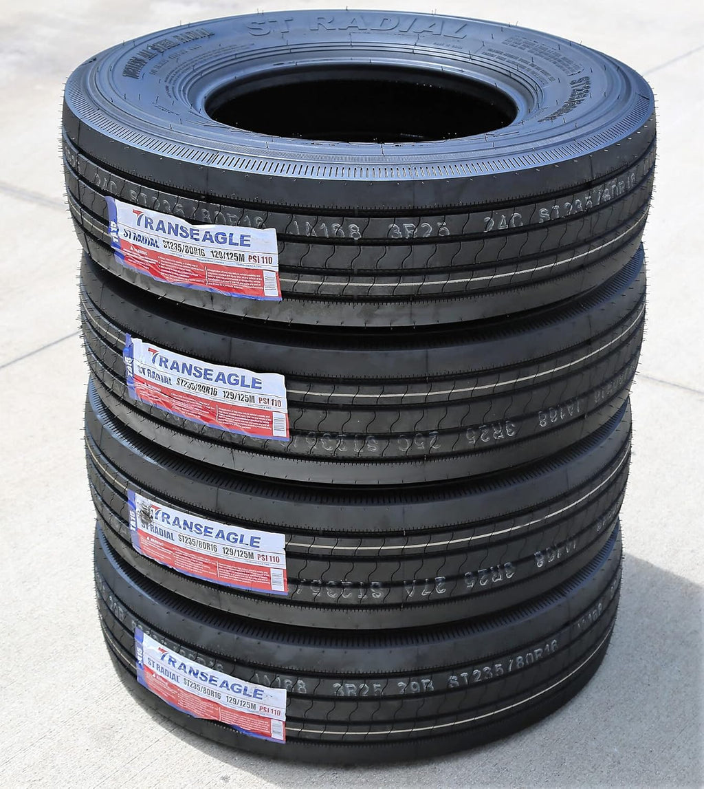 Set of 2 ST235/80R16 All Steel Trailer Radial Tires, 14-Ply, Load Range G J691665