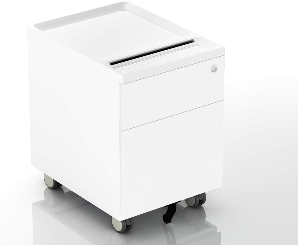 2-Drawer Mobile Filing Cabinet with Lock and Casters P162