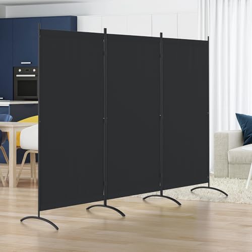 4 Panel Folding Room Divider with 5 Curved Metal Feet White C2726