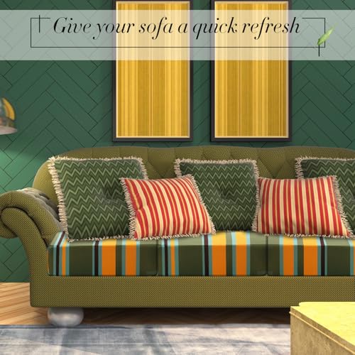 8 Pcs Patio Stretch Sofa Cushion Cover (Blue Red Green) R77496