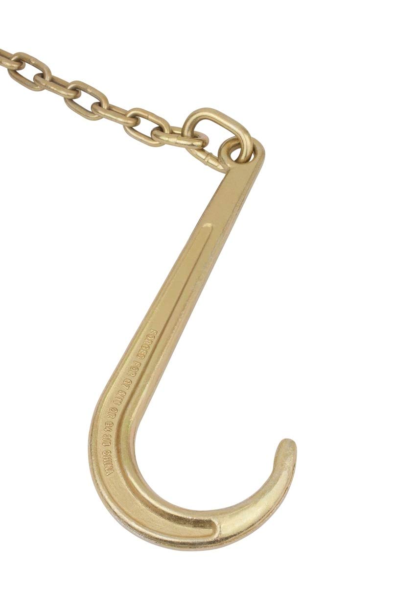 5/16" x 8' Long Shank J Hook Tow Chain with Grab Hook, 4700 lbs WLL, Pack of 2 R58226