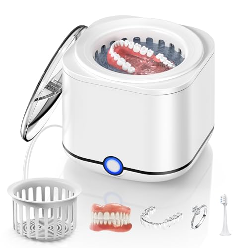 48kHz Ultrasonic Retainer Cleaner with 7.8OZ Dental Cleaning Pod M4071