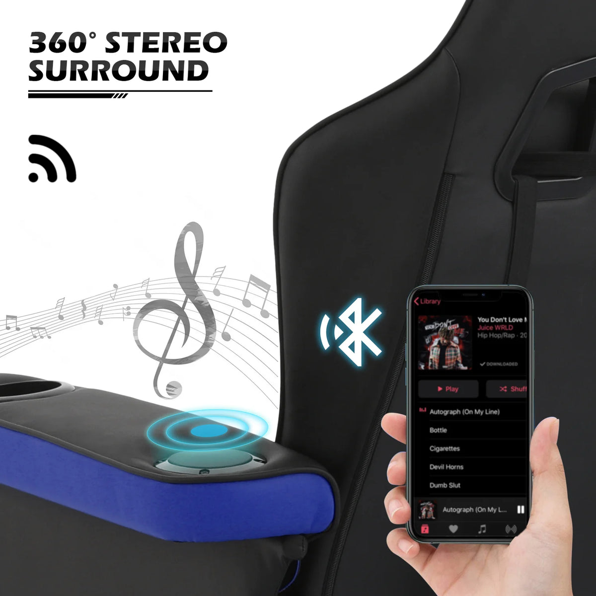 Blue Massage Gaming Recliner Chair with Speaker K232407