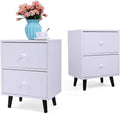 Set of 2 White 2 Drawer Wood Nightstand R463041