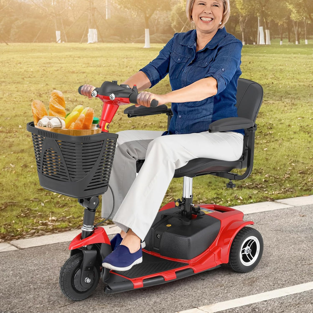 Red 3 Wheel Foldable Mobility Scooter with Seat X8633