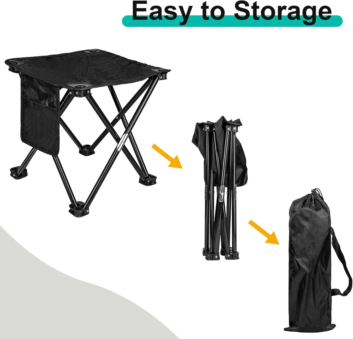 Small Folding Stool with Side Pocket and Storage Bag N33461