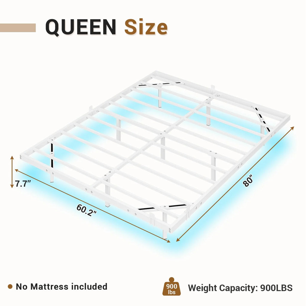 Queen Size Black Metal Platform Bed Frame with LED Lights Z390628