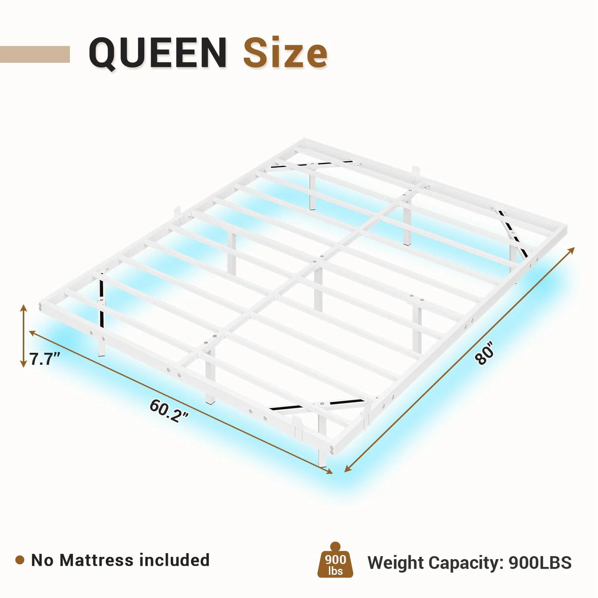 Queen Size Black Metal Platform Bed Frame with LED Lights Z390628