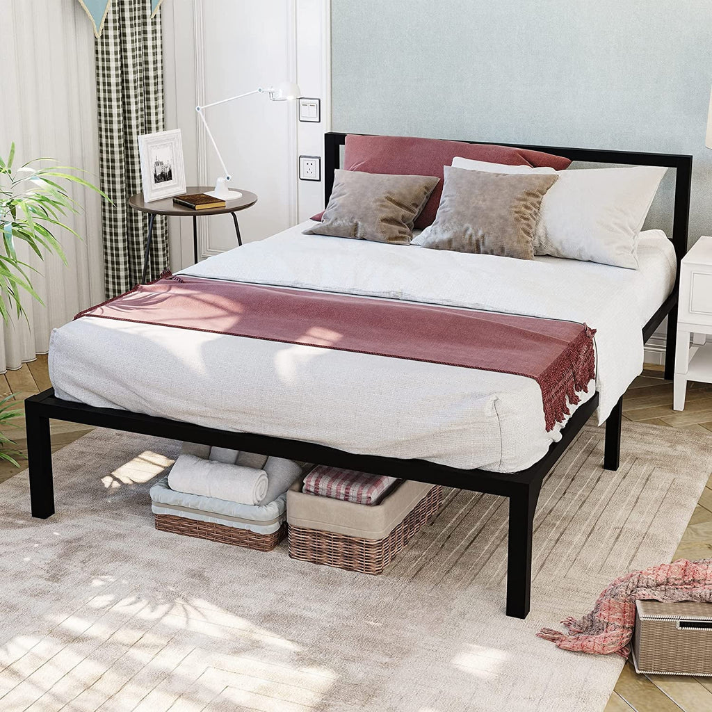 Twin Size Black Metal Bed Frame with Headboard Q1373
