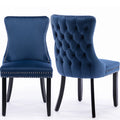 Velvet Wing Back Dining Chairs Set of 2 Blue E938408