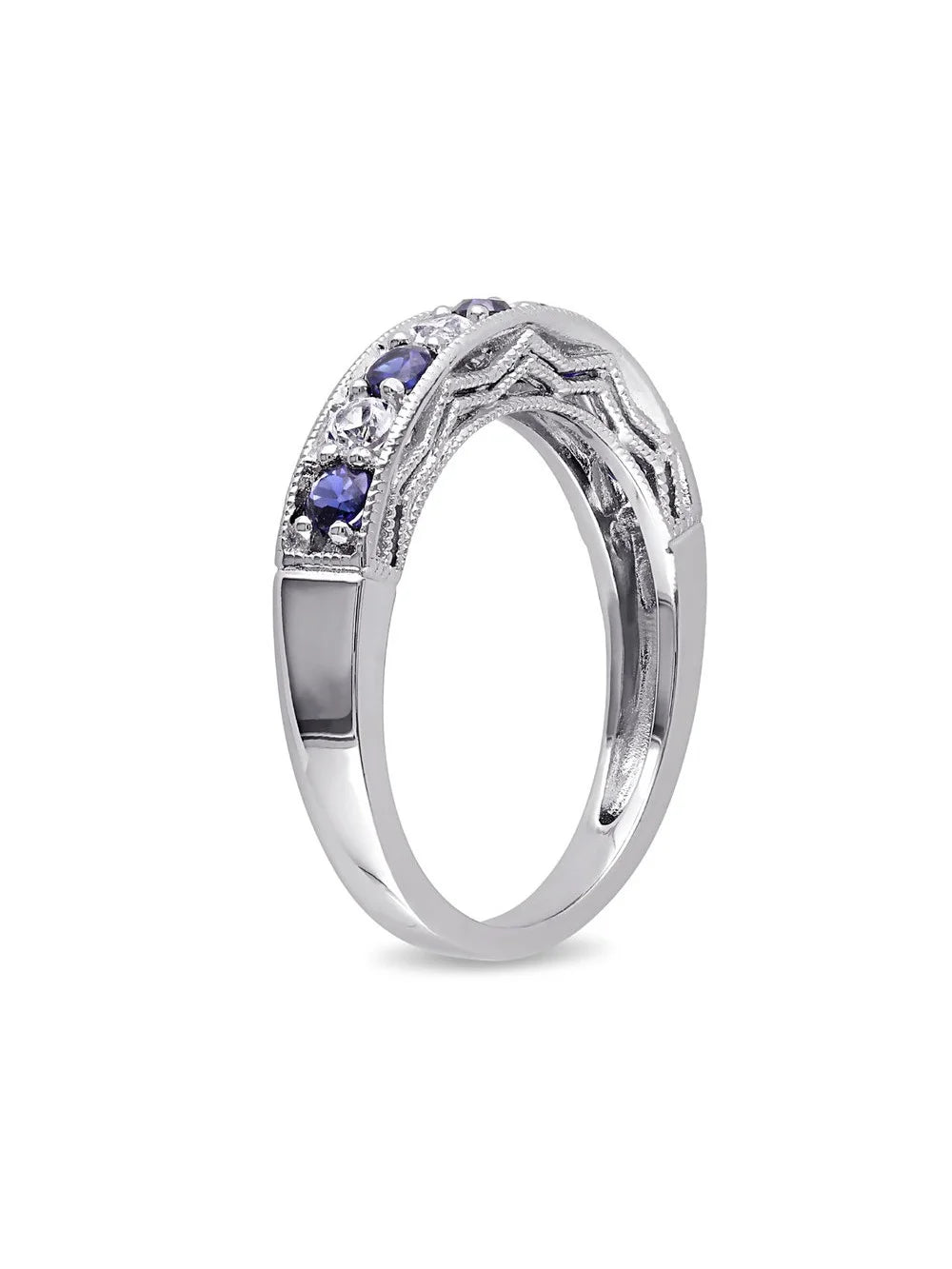 Lab-Created Dark Blue and White Sapphire Ring in Sterling Silver S759794