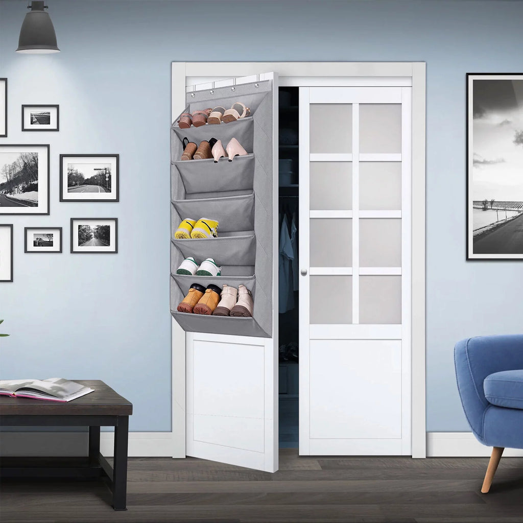 Over the Door Shoe Organizer with 6 Deep Pockets Grey K9014