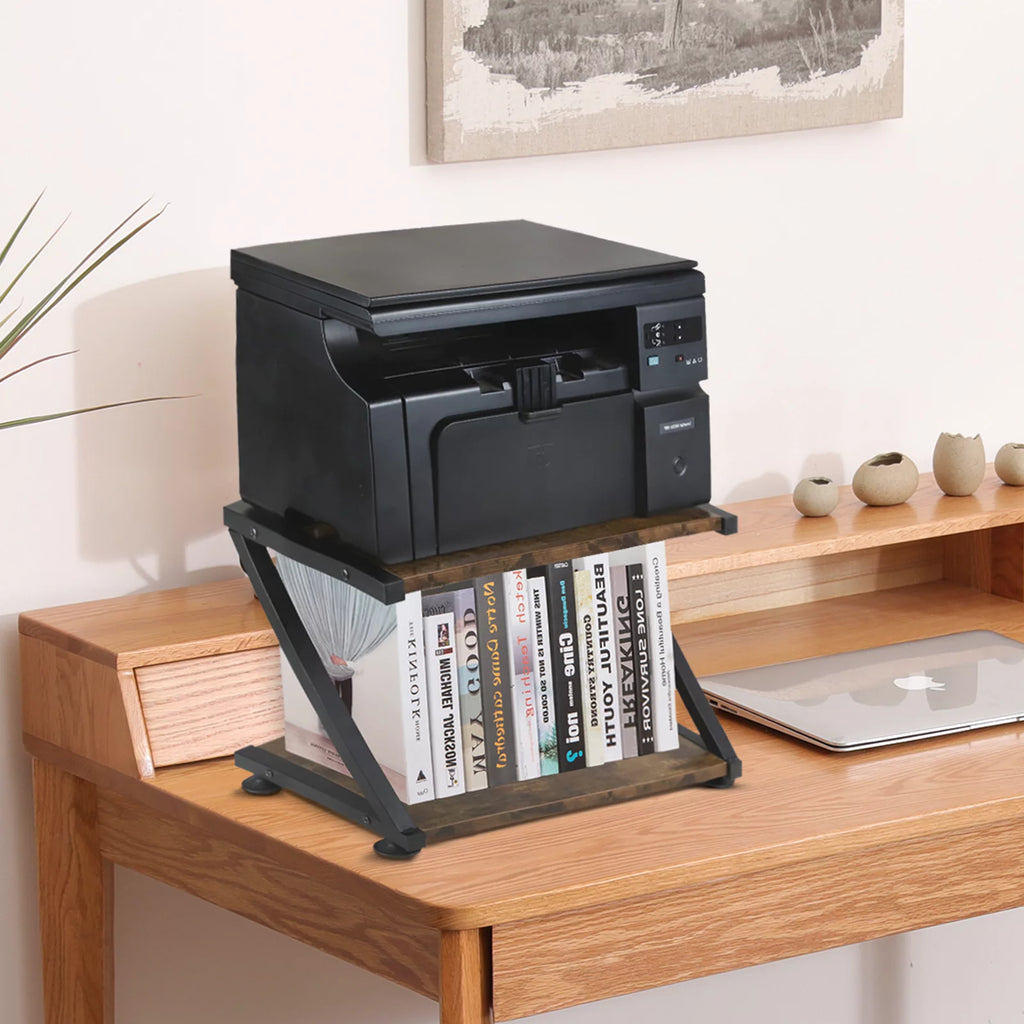 Black Brown 2-Tier Printer Stand with Wheels Y7176
