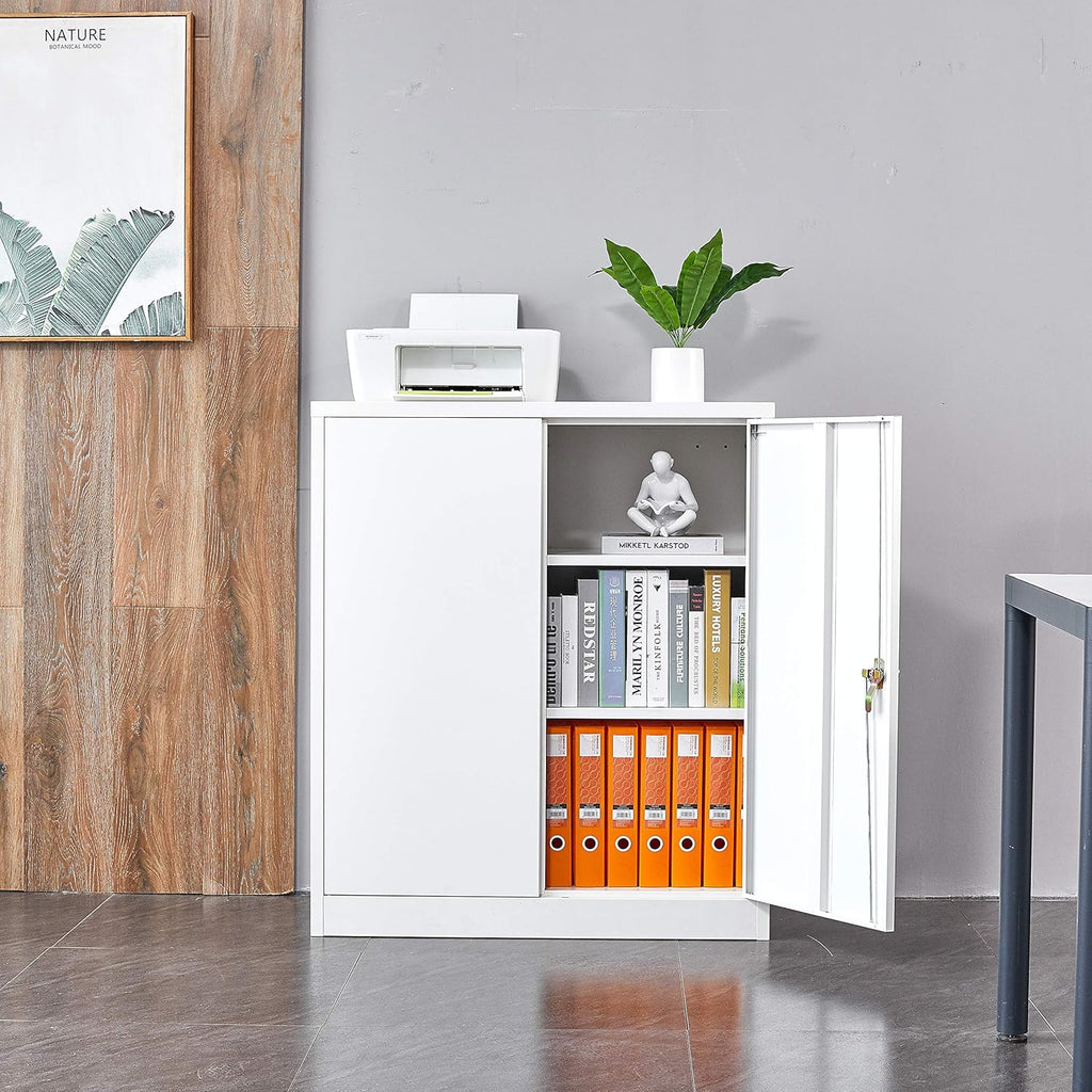 Black Metal Storage Cabinet with Lock and Wheels C8539