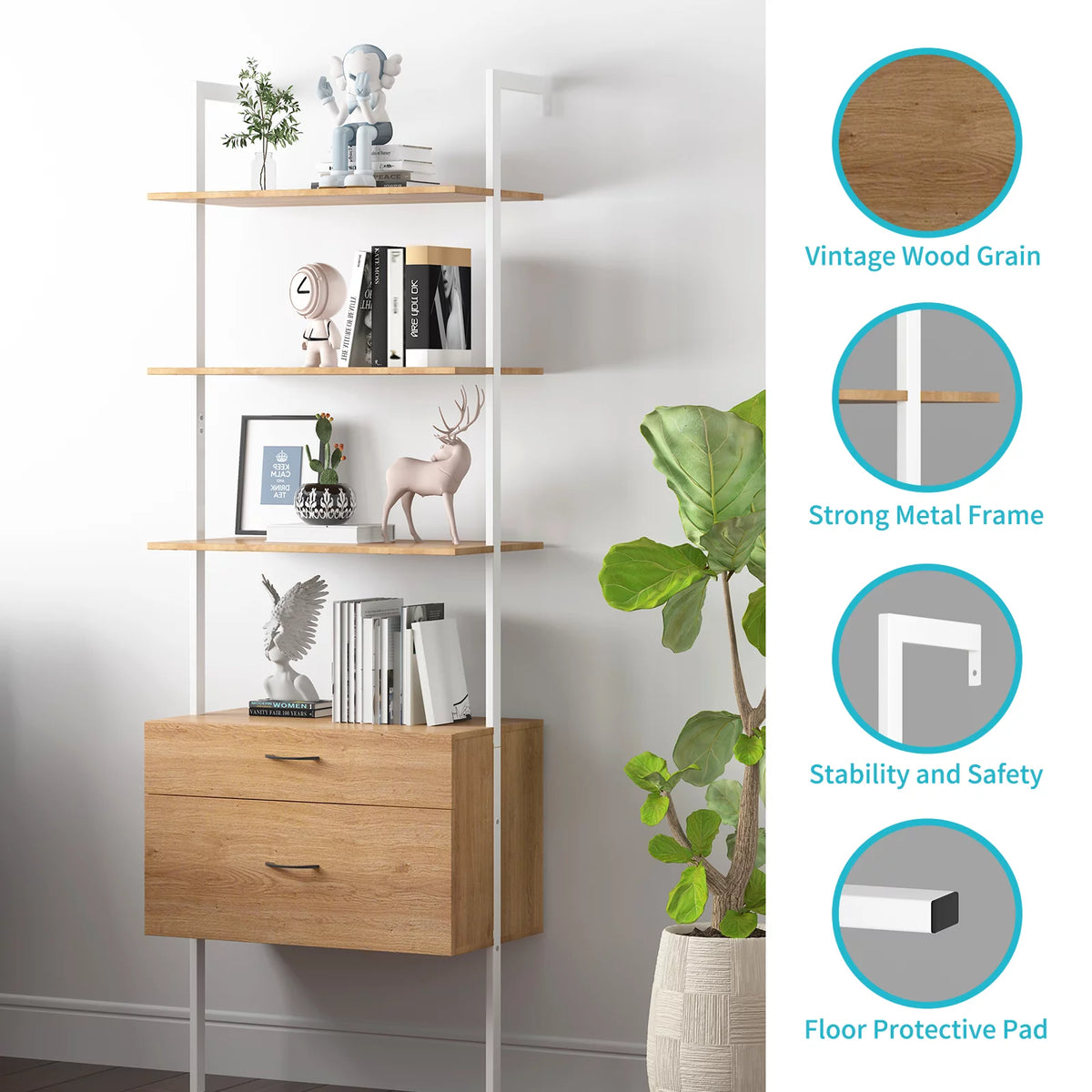 6-Tier Wall-Mounted Bookshelf N7288