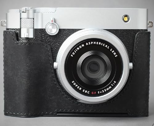 Genuine Italy Leather Camera Half Case Dovetail Plate All Black M462