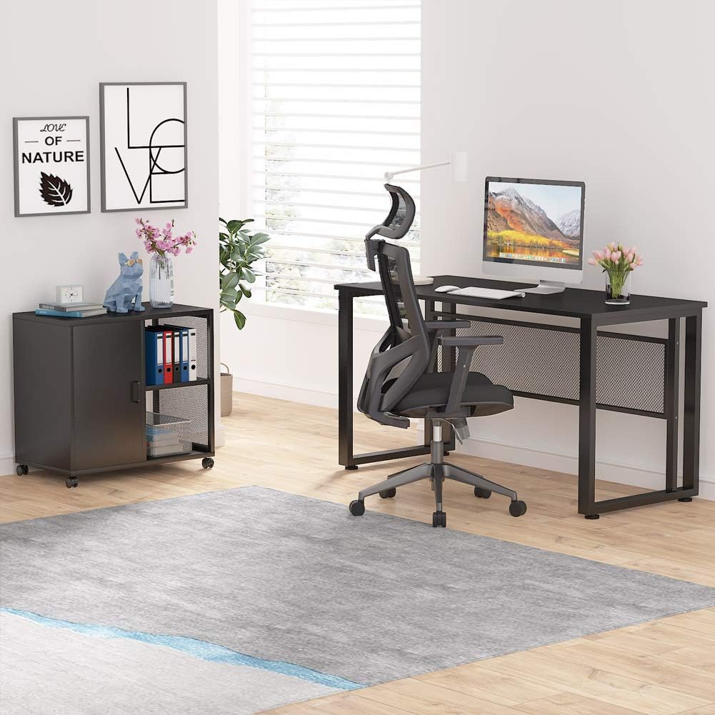 L-Shaped Computer Desk with File Cabinet U139