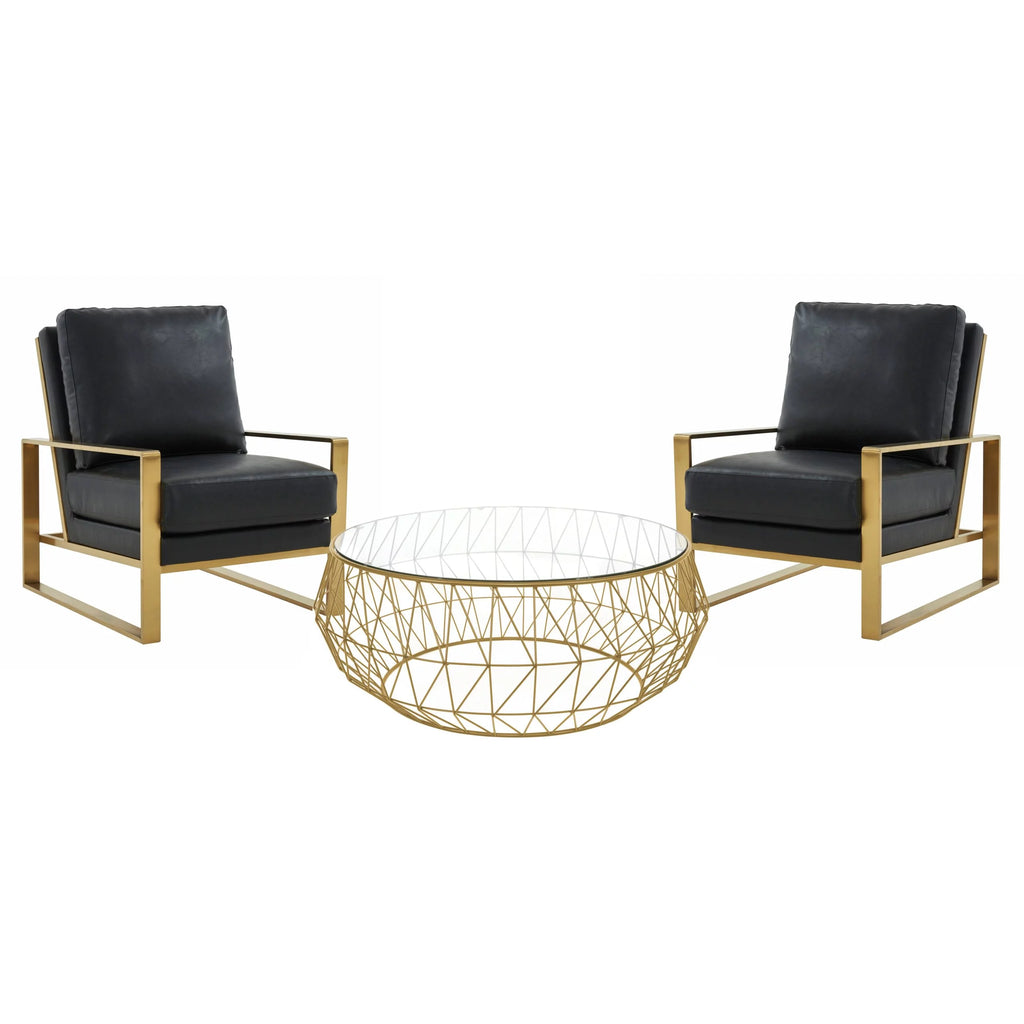 3-Piece Leather Arm Chair and Coffee Table Living Room Set U571110