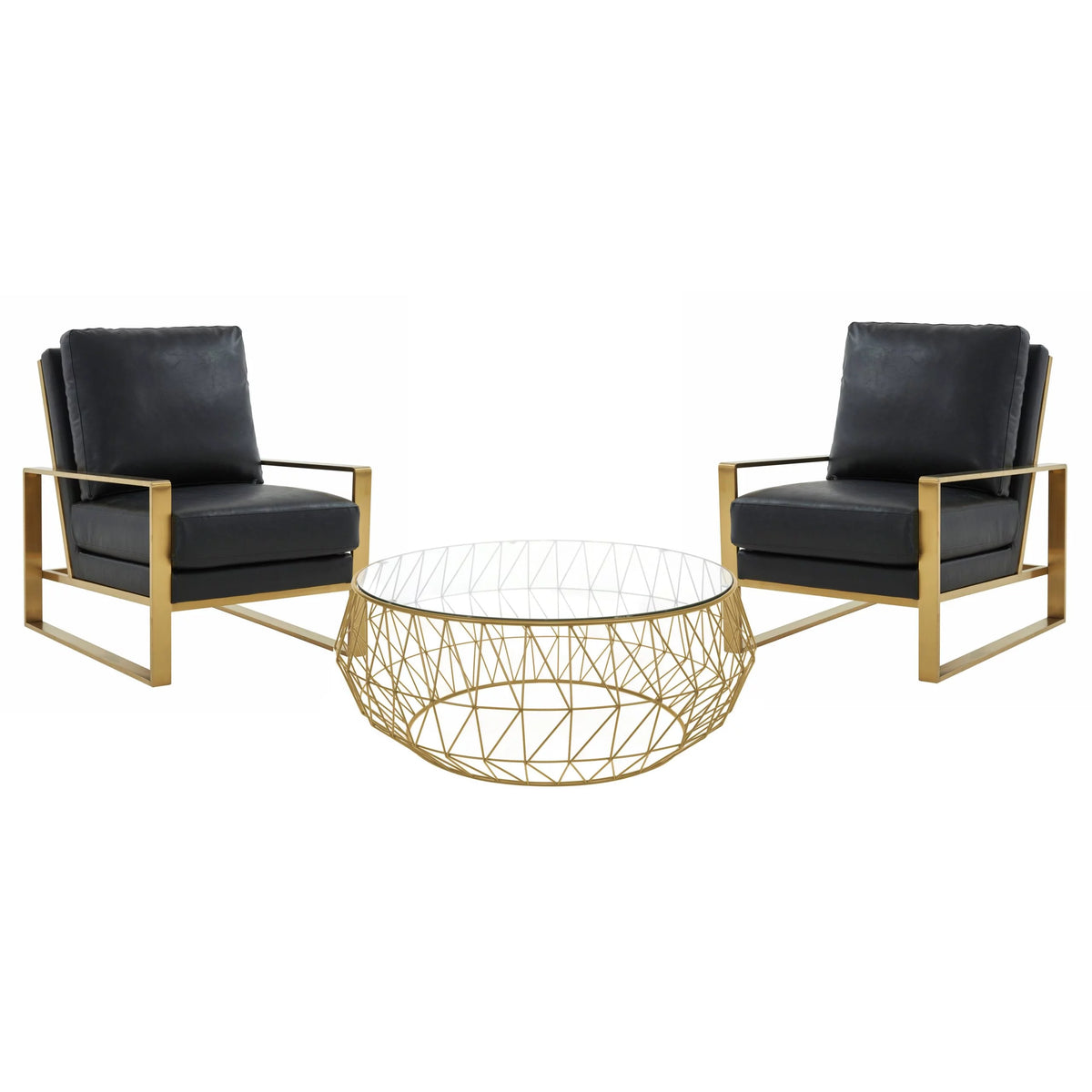 3-Piece Leather Arm Chair and Coffee Table Living Room Set U571110