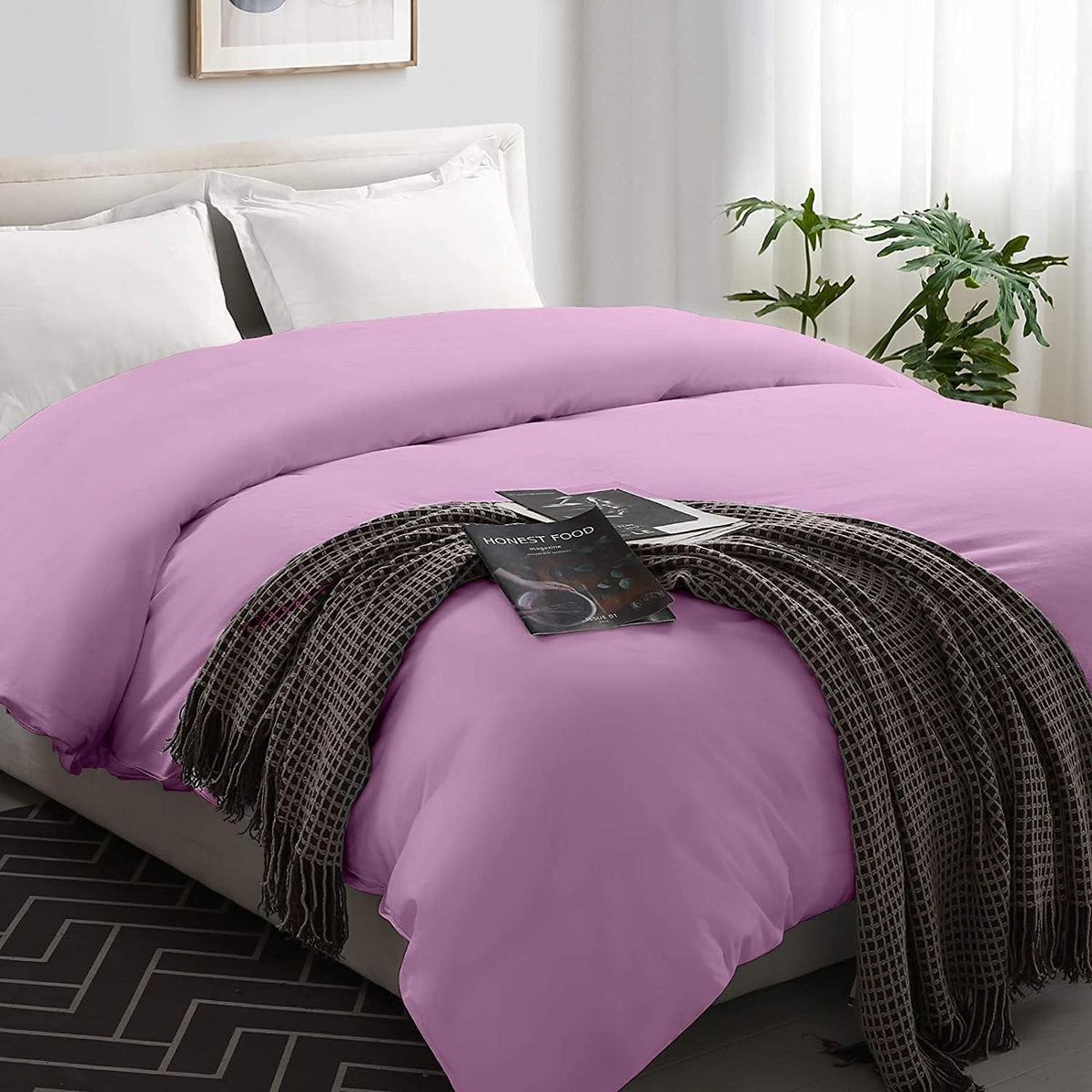 Silver Grey Striped King Duvet Cover with Zipper Closer G370