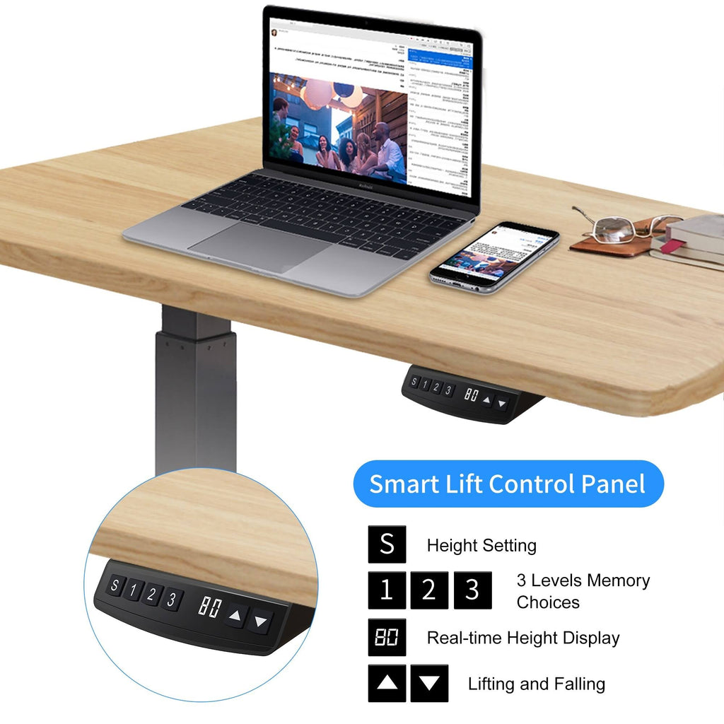 White/Brown L-Shaped Electric Height Adjustable Standing Desk N2671