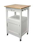 Natural Wood Top Kitchen Island Cart with White Base F91078