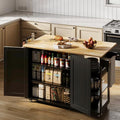 White Rolling Kitchen Island with Drop Leaf L6466