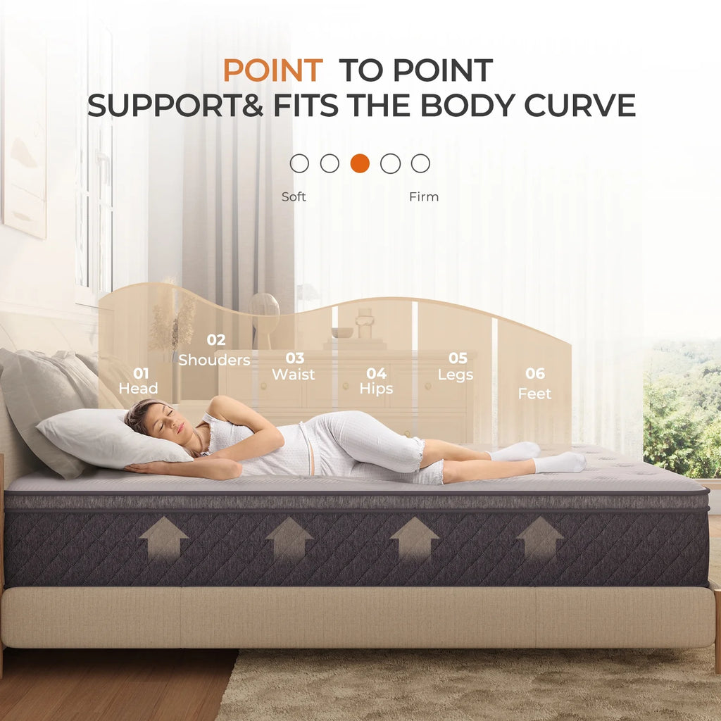 10 Memory Foam Pocketed Spring Hybrid Mattress Queen Size S2286