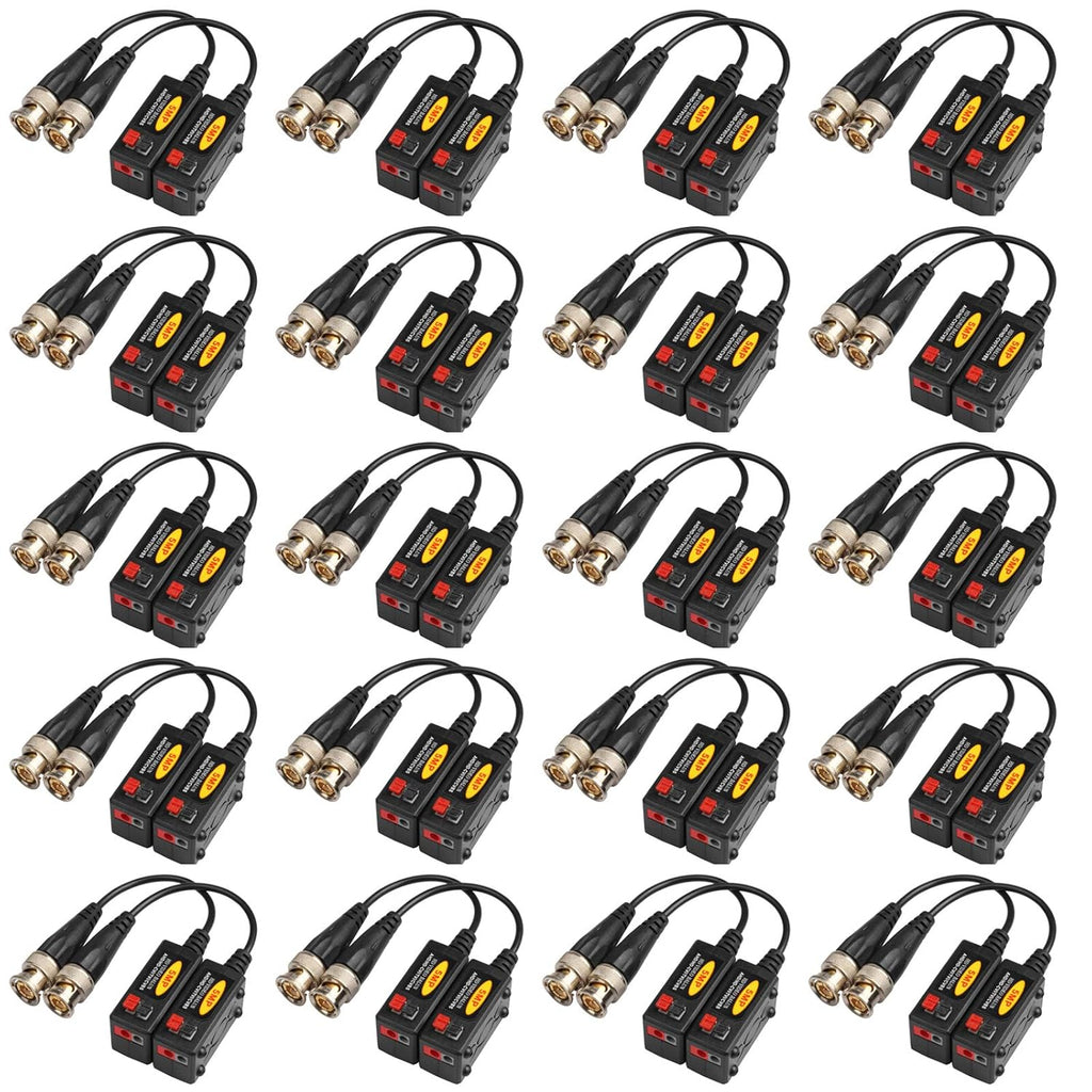 20 Pairs Passive HD BNC Video Balun Transceiver Transmitter AHD/TVI/CVI/CVBS Cable Connectors for CCTV Security Cameras I3575