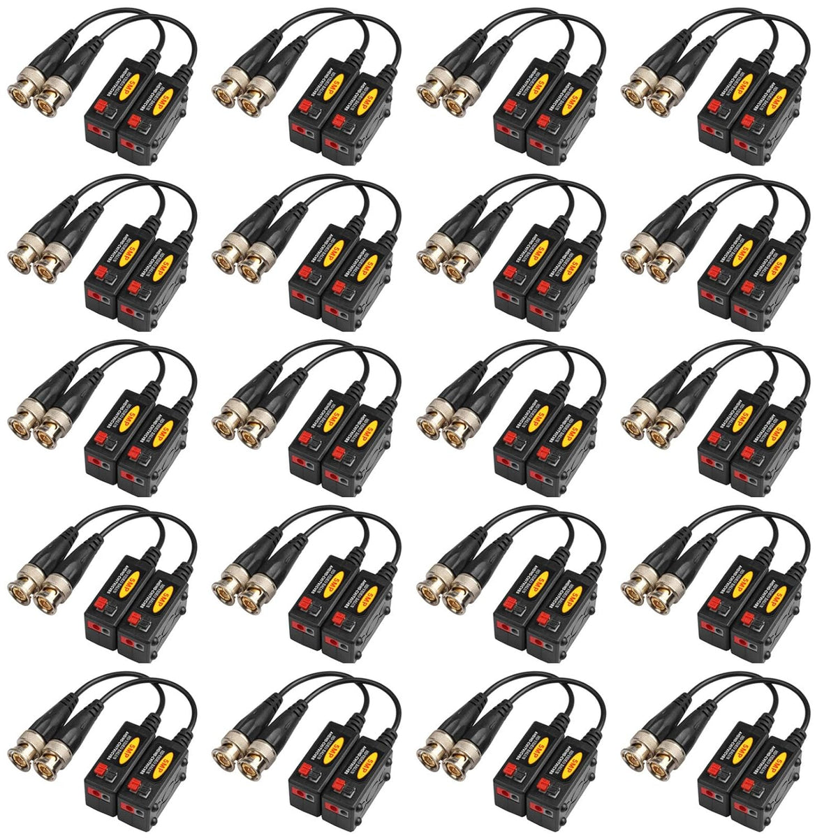 20 Pairs Passive HD BNC Video Balun Transceiver Transmitter AHD/TVI/CVI/CVBS Cable Connectors for CCTV Security Cameras I3575