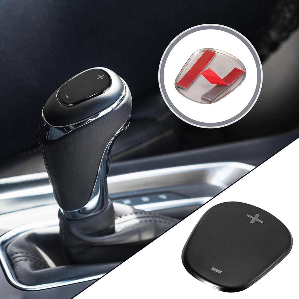 Car Gear Shift Knob Cover Sticker Stainless Steel Black Pack of 2 B46477