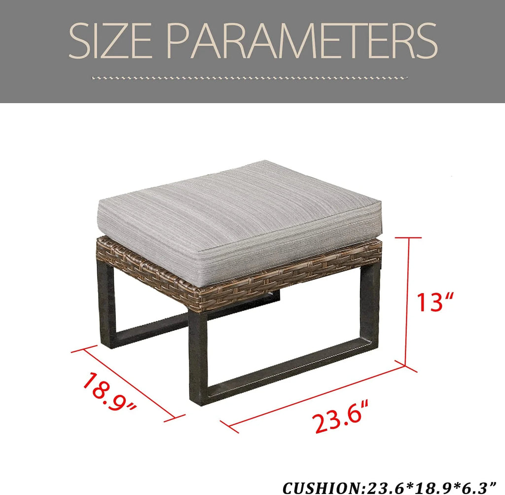 Wicker Outdoor Ottoman with Cushion Y55399