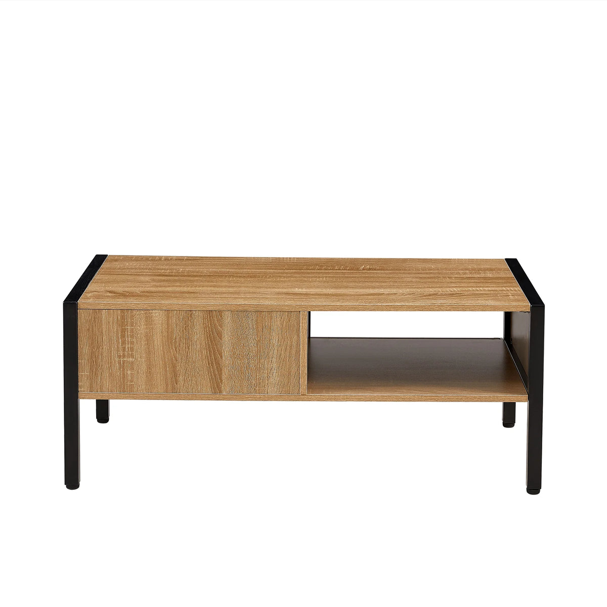 40.16" Rattan Coffee Table with Sliding Door Storage N6913