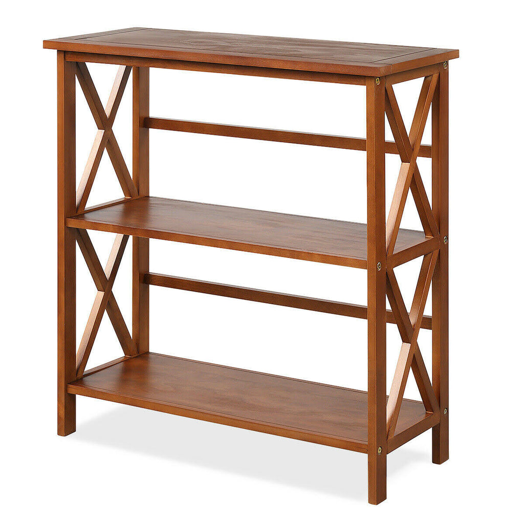 3-Tier Wooden Open Shelf Bookcase Natural E8830