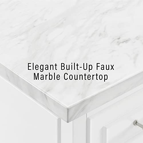 White Faux Marble Top Kitchen Island I9919